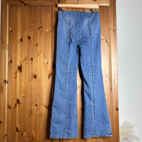 Free People Pull On‎ Flare Bell Bottoms Women’s 28 Blue Retro 70s Western Boho - Picture 4 of 6